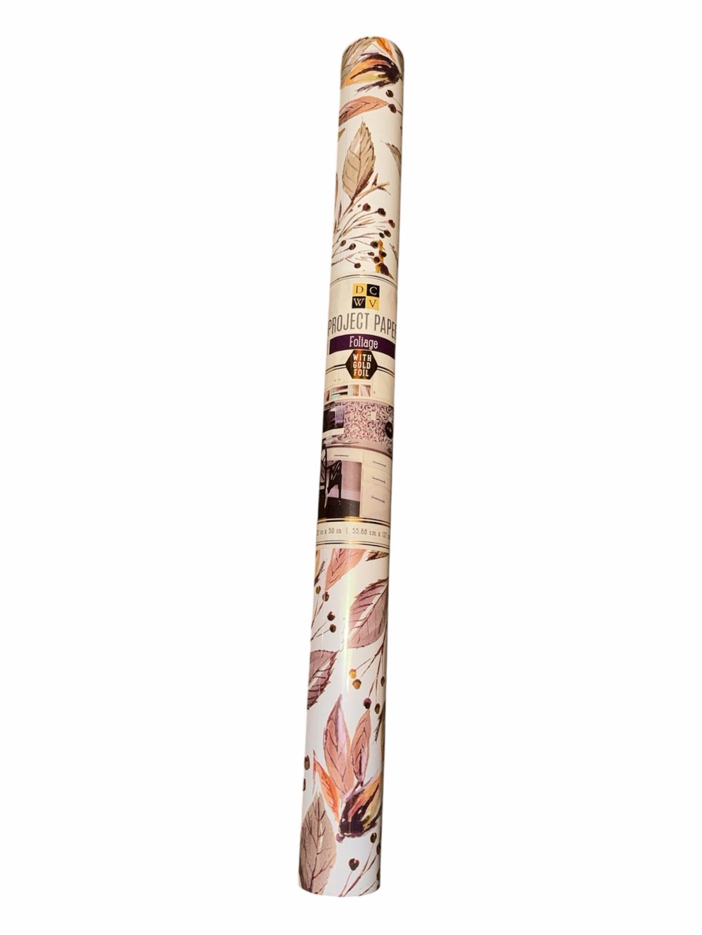 ⁠DCWV Foliage Project Paper Roll with Gold Foil Accent Craft Decor
